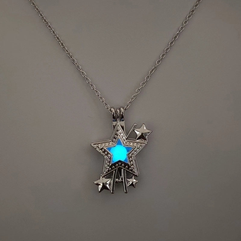 Luminous Hollow Diy Cage Christmas Tree Women's Necklace