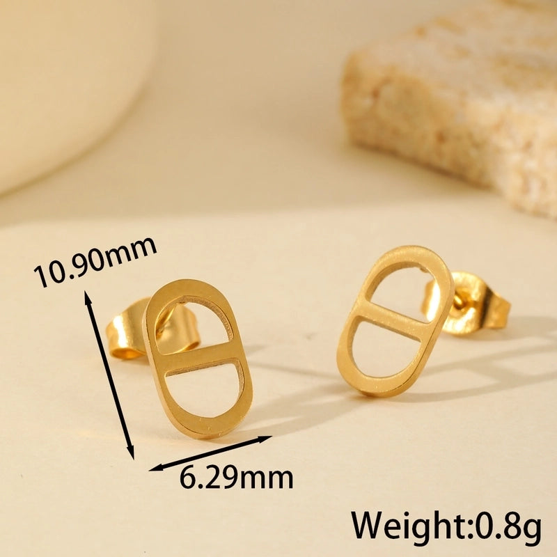 Basic Minimalist Geometric 304 Stainless Steel Zircon 18K Gold Plated Inlay Jewelry Set Ball Chain