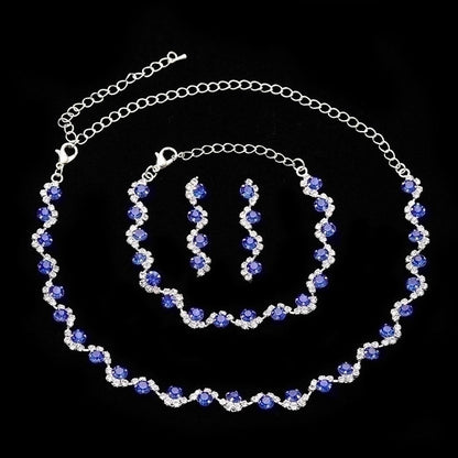 Minimalist Solid Color Rhinestone Inlay Zircon Jewelry Set