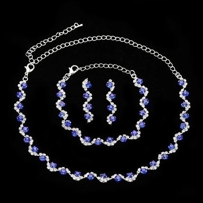 Minimalist Solid Color Rhinestone Inlay Zircon Jewelry Set