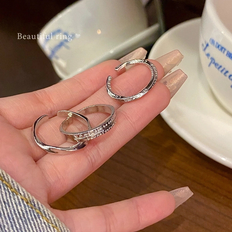 Minimalist Heart Shape Flower Bow Knot Copper Inlay Artificial Pearls Opal Zircon Rings