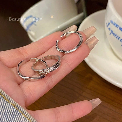 Minimalist Heart Shape Flower Bow Knot Copper Inlay Artificial Pearls Opal Zircon Rings