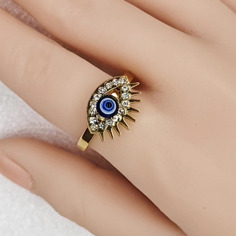 3 Pieces Classic Style Devil\'s Eye Stainless Steel Plating Gold Plated Open Rings