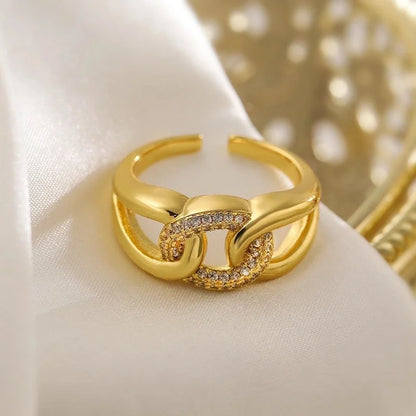 Copper Geometric Solid Color Open Rings