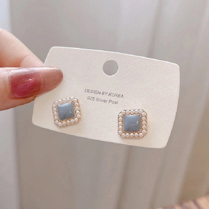 10 Pieces Minimalist Heart Shape Flower Bow Knot Imitation Pearl Alloy Rhinestone Irregular Women\'S Earrings 1 Pair