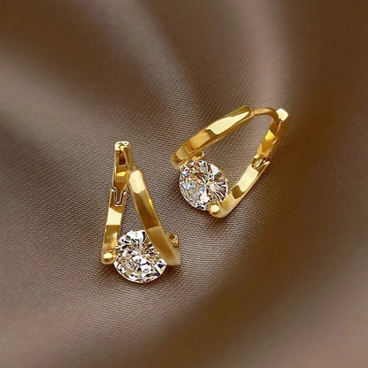 Geometric Micro-inlaid Zircon Earrings Korean Niche Earrings Earrings Women\'s Exquisite Temperament Earrings