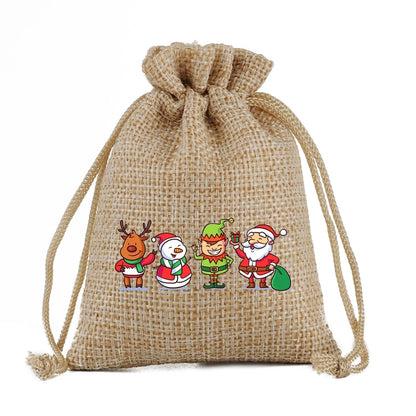 Christmas Nordic Style Cute Modern Style Christmas Tree Snowman Snowflake Imitated Hemp Party Festival Candy Bag