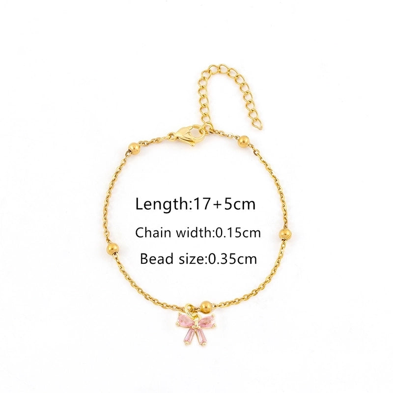 Elegant Minimalist Classic Style Bow Knot 201 Stainless Steel Artificial Crystal Cross Bead Necklace Bracelets In Bulk