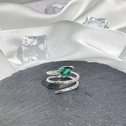 Hip-Hop Cool Style Snake Copper Plating Inlay Rhinestones Open Rings