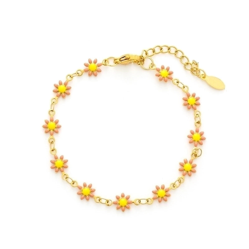 Cute Flower Stainless Steel 18K Gold Plated None Bracelets In Bulk
