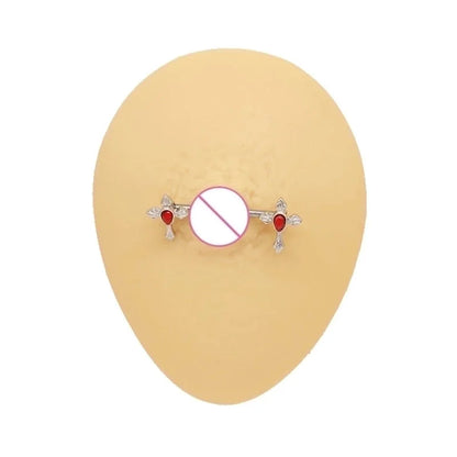 1 Piece Nipple Rings & Studs Punk Cross Heart Shape Spider Web Alloy Rhinestone Titanium Steel Epoxy Resin Glass White Gold Plated Gold Plated