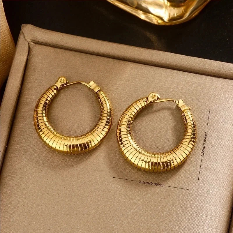 1 Pair Vintage Style U Shape Double Ring Circle Plating 304 Stainless Steel 18K Gold Plated Stainless Steel Earrings
