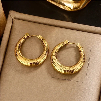 1 Pair Vintage Style U Shape Double Ring Circle Plating 304 Stainless Steel 18K Gold Plated Stainless Steel Earrings