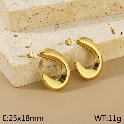1 Pair Minimalist Geometric 304 Stainless Steel 18K Gold Plated Earrings Ear Studs