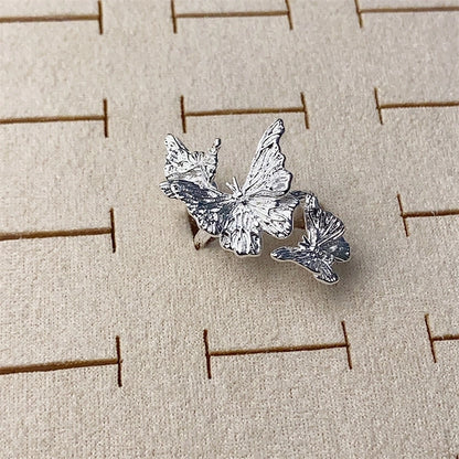 Copper Silver Plated Inlay Round Natural Stone Gem Rings