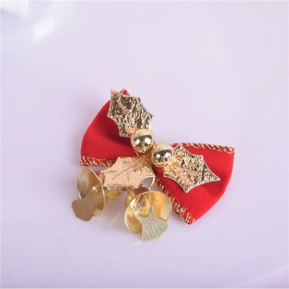 Factory Direct Christmas Bow With Iron Bell Decoration Christmas Wreath Mini Bow With Bell