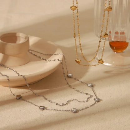 IG Style Elegant Commute Heart Shape Solid Color 304 Stainless Steel 18K Gold Plated Pendant Necklace