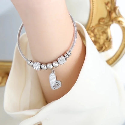 Casual Minimalist Star Heart Shape Butterfly Titanium Steel 18K Gold Plated Rhinestones Bangle In Bulk