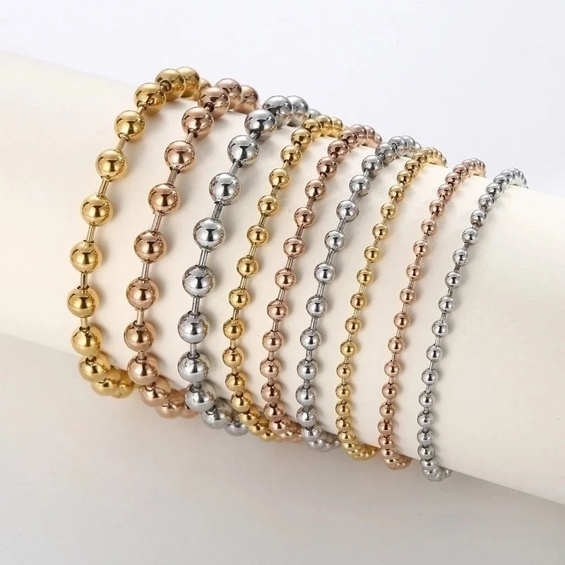 Minimalist Round Stainless Steel 18K Gold Plated Bracelets In Bulk