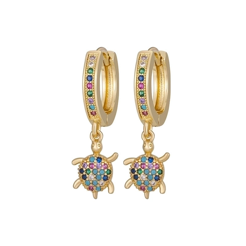 1 Pair Vintage Style Tortoise Cross Butterfly Plating Inlay Copper Rhinestones Drop Earrings