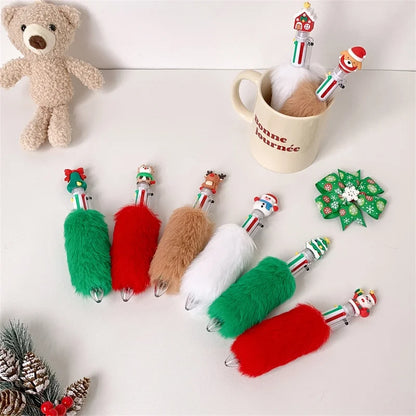 1 Piece Christmas Tree Santa Claus Elk Learning Christmas Plastic Plush Cute Ballpoint Pen
