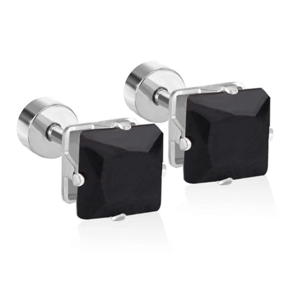 Minimalist Square Stainless Steel Rhinestone Ear Studs 1 Pair