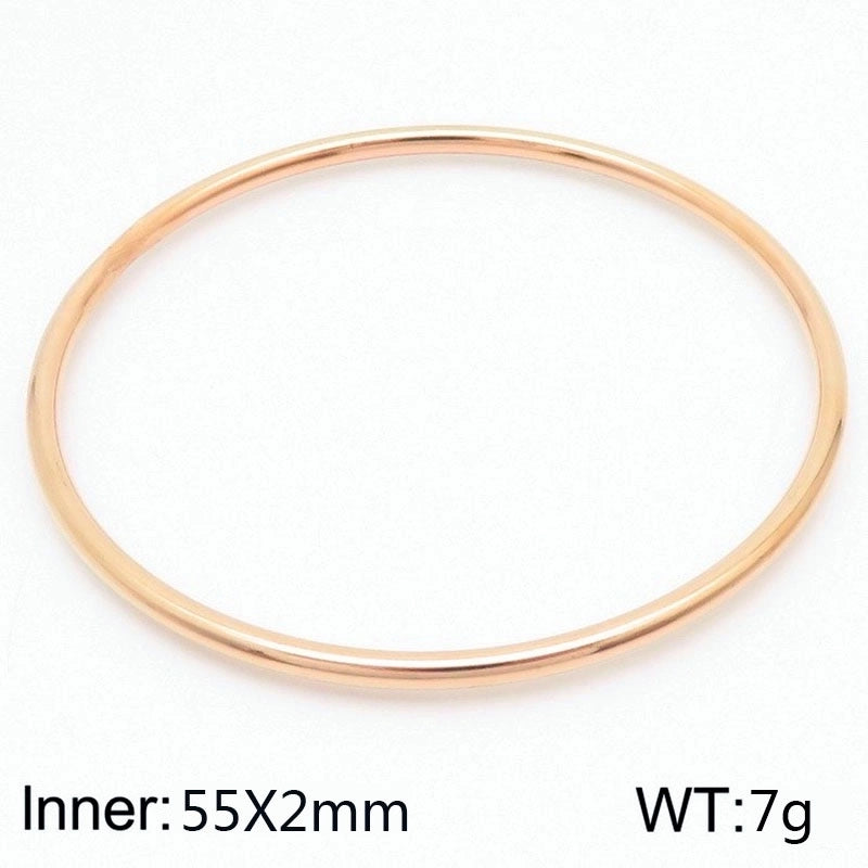 304 Stainless Steel 18K Gold Plated Minimalist Round Solid Color Bangle