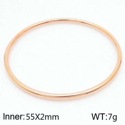 304 Stainless Steel 18K Gold Plated Minimalist Round Solid Color Bangle