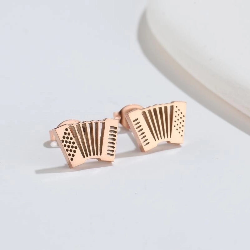 1 Pair Fashion Musical Instrument Plating 304 Stainless Steel 18K Gold Plated Ear Studs