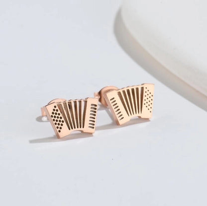 1 Pair Fashion Musical Instrument Plating 304 Stainless Steel 18K Gold Plated Ear Studs