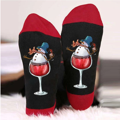 Unisex Casual Letter Snowman Cotton Crew Socks