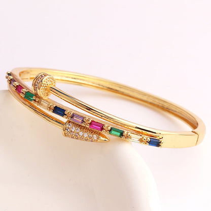 3 Pieces Moderate Luxury Zircon Electroplating Bangles