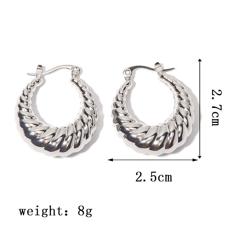 1 Pair Casual Minimalist Geometric Inlay Titanium Steel Pearl Zircon Ear Cuffs Earrings Ear Studs