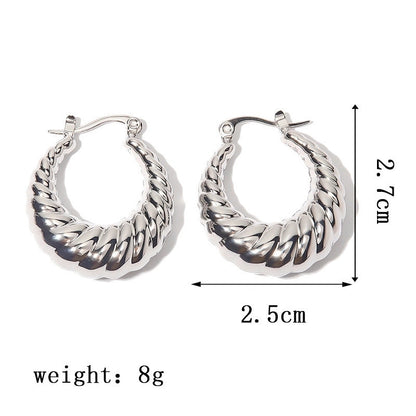 1 Pair Casual Minimalist Geometric Inlay Titanium Steel Pearl Zircon Ear Cuffs Earrings Ear Studs