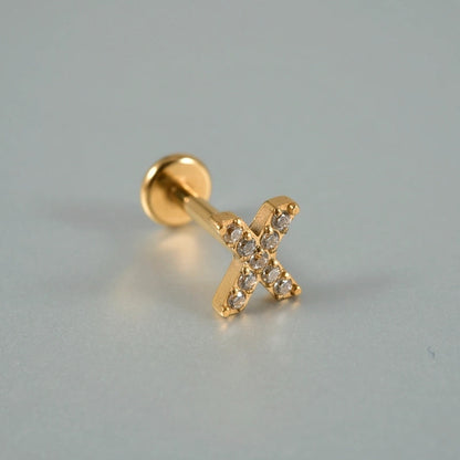 1 Piece Lip Rings Casual Vacation Tropical Cross G23 Titanium Alloy Plating Zircon 18K Gold Plated Lip Rings Ear Cartilage Rings & Studs