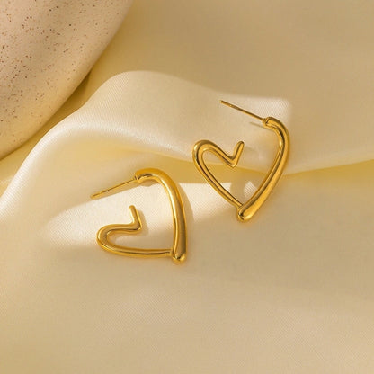 1 Pair Basic Minimalist Irregular Heart Shape Plating Titanium Steel Ear Studs