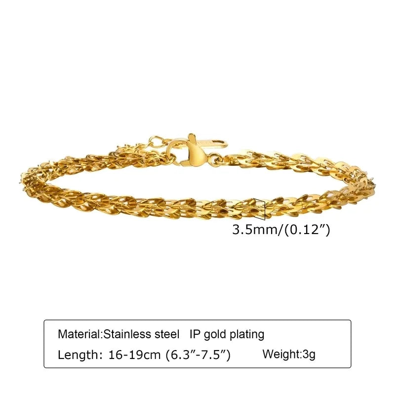 Casual Minimalist Solid Color 304 Stainless Steel 18K Gold Plated Bracelets In Bulk