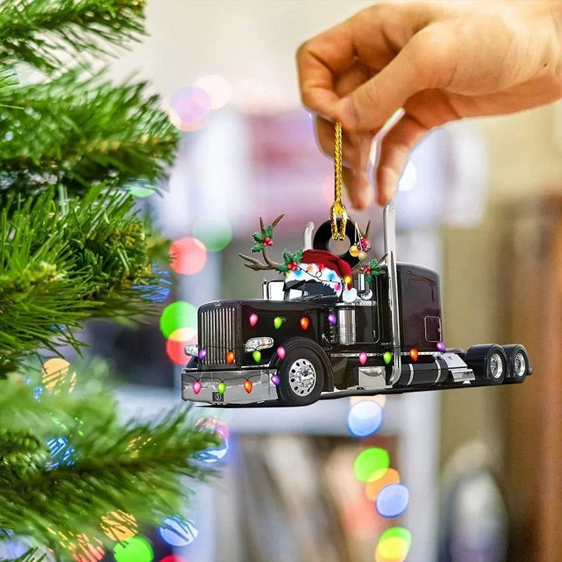 Christmas Tree Decoration Truck Steamboat Excavator Fire Truck Jeep Hanging Pendant Christmas Party Gift