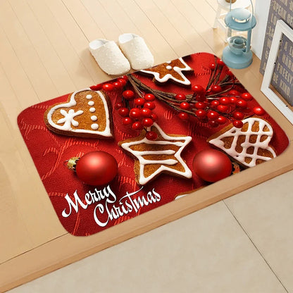 Cute Santa Claus Flannel Fabric Floor Mat