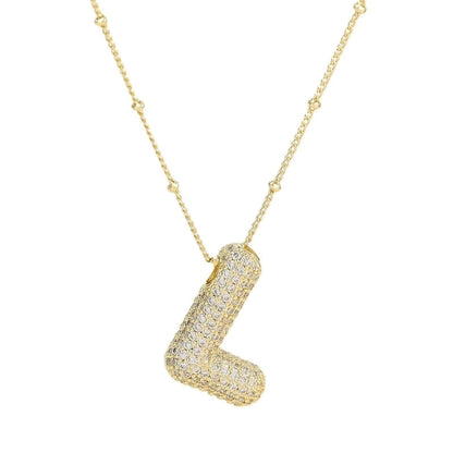 Casual Hip-Hop Rock Letter 304 Stainless Steel Copper Inlay 18K Gold Plated Zircon Pendant Necklace