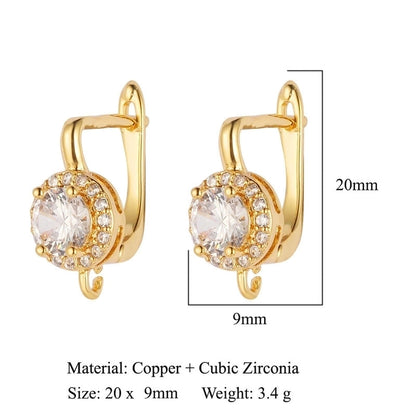 1 Pair Minimalist Solid Color Inlay Copper Zircon Earrings