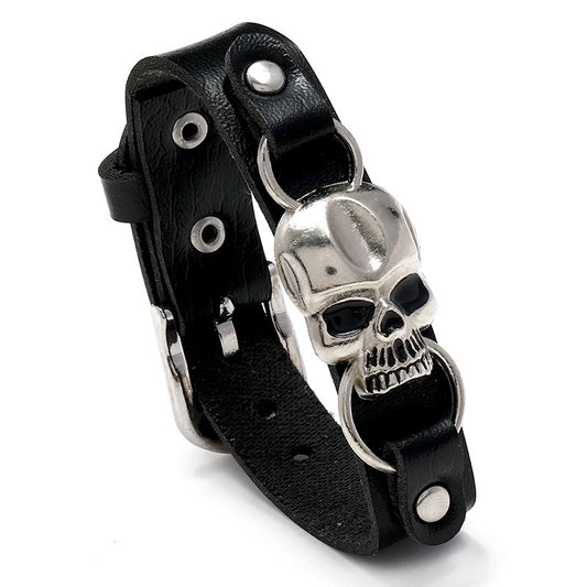 Punk Style Skull Wide Leather Bracelet