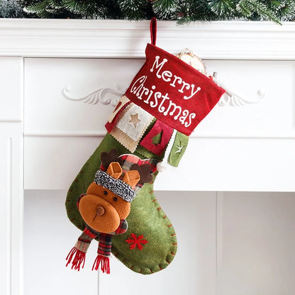 2 Pieces Merrychristmas Large Christmas Socks Santa Claus Snowman Three-dimensional Decoration Gift Bag Gift Bag