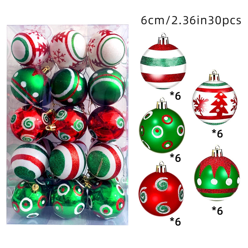 6cm30 Christmas Decorations Electroplated Plastic Painted Ball Christmas Ball Suit Ball Pendant