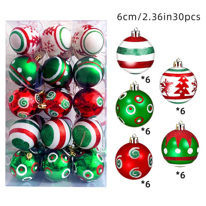 6cm30 Christmas Decorations Electroplated Plastic Painted Ball Christmas Ball Suit Ball Pendant