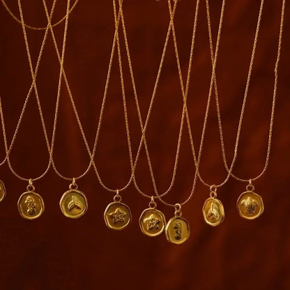 Vacation Marine Style Beach Tortoise Starfish Hippocampus 304 Stainless Steel 18K Gold Plated Pendant Necklace
