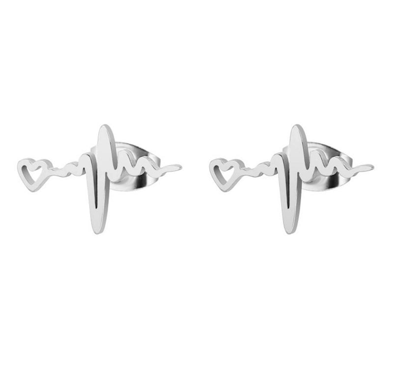1 Pair Fashion Electrocardiogram 304 Stainless Steel 18K Gold Plated Ear Studs