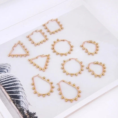 1 Pair INS Style Round Square Plating 201 Stainless Steel 18K Gold Plated Stainless Steel Earrings