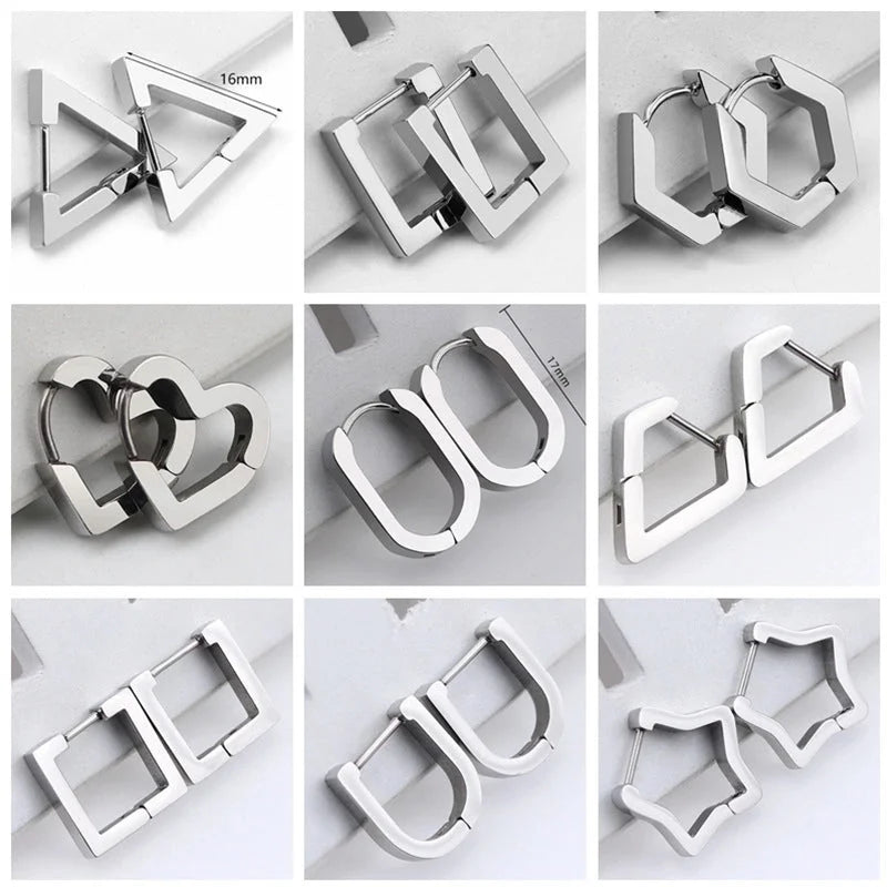 1 Piece Minimalist Solid Color Plating Stainless Steel Silver Plated Earrings