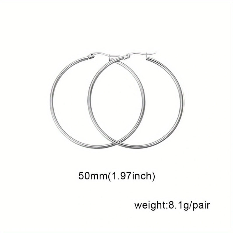 1 Pair Basic Minimalist Commute Round 304 Stainless Steel 18K Gold Plated Earrings